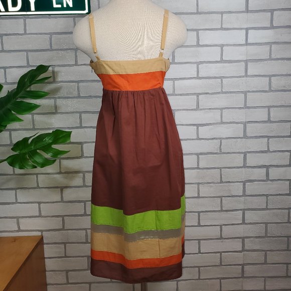Boston Proper Brown Colorblock Midi Dress Size 6 - Picture 5 of 9